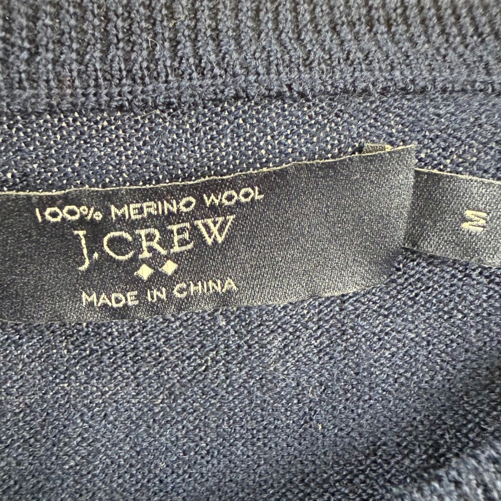 J.Crew Merino Wool Sweater Mens M Blue Purple Raglan Colorblock Crewneck - Picture 2 of 4
